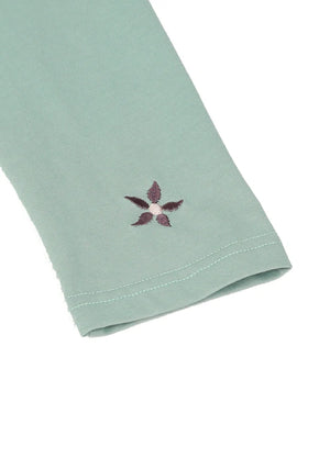 Girls Vintage Raglan Embroidered Long Sleeve Cropped T-Shirt