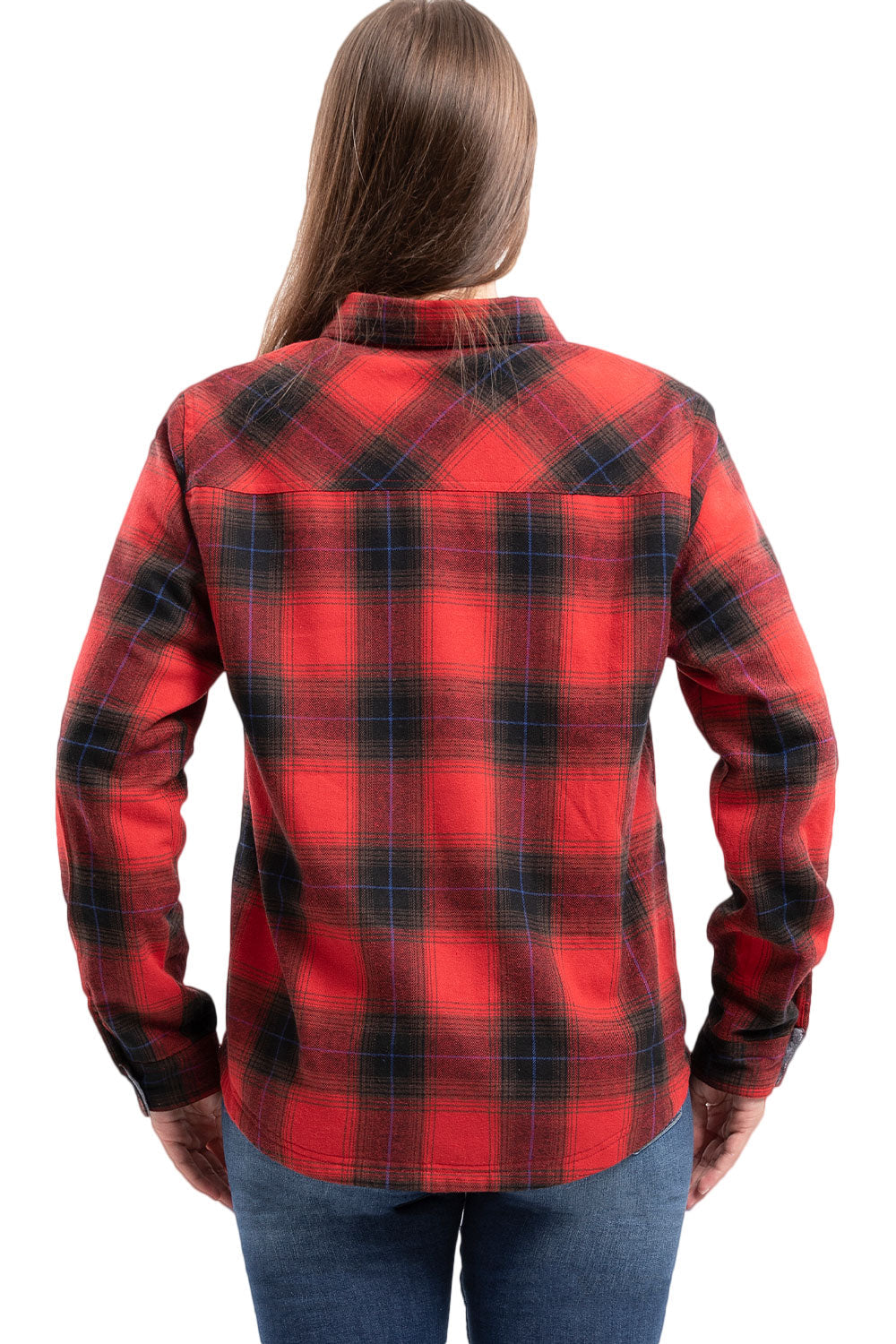 Women's Matching Family Fleece Lined Red Plaid Shacket