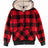 Front view of kids red sherpa lined hooded sweatshirt jacket