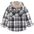 Front view of boys bright grey flannel shirt jacket