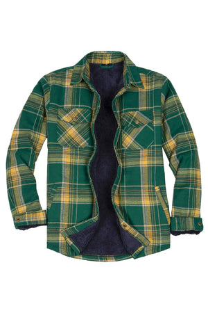 Front view of sunny meadows men's soft snap button flannel checked jacket
