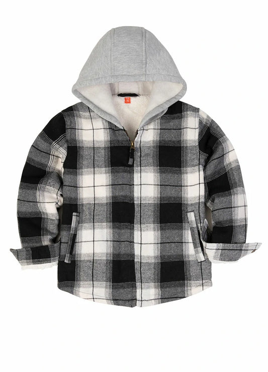 Toddler Matching Family Zip Up Black White Flannel Hoodie