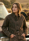 Women's Vintage Aged Wash Iron Rust Cropped Denim Jacket