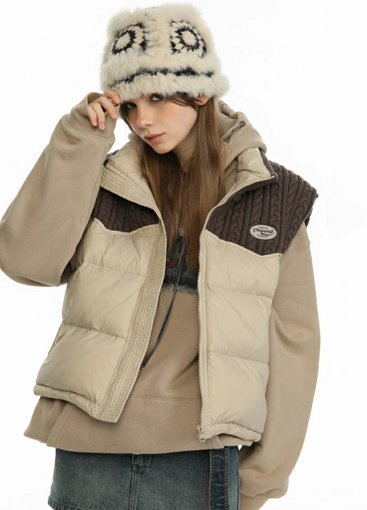 Women's ColorBlock Puffer Jacket Vest,Relaxed Fit