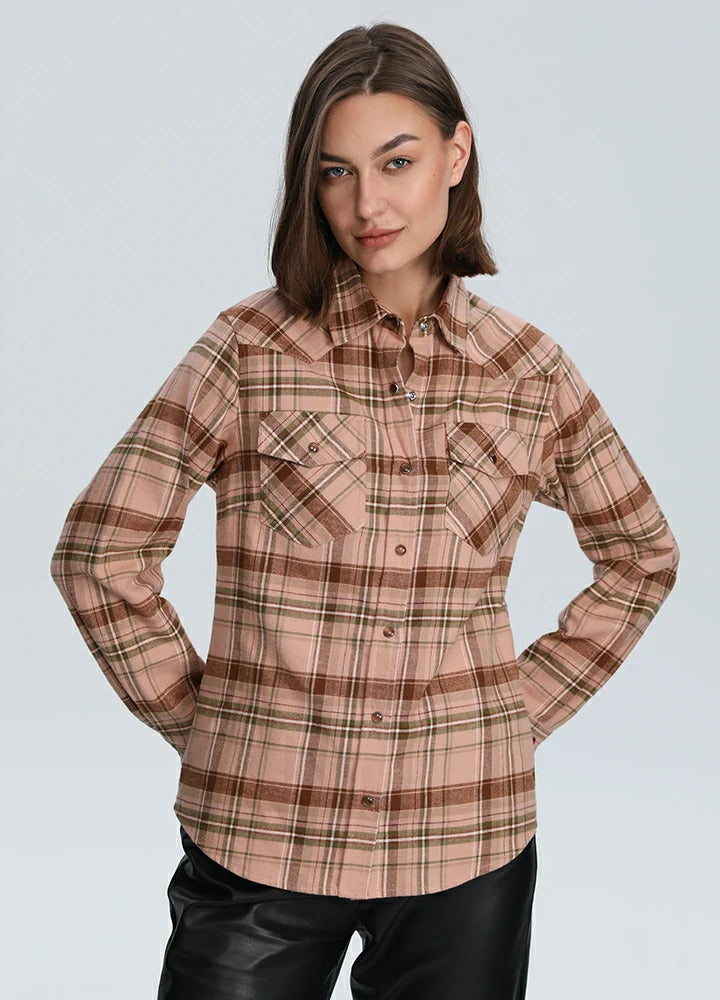 Women's Western Flannel Plaid Shirt