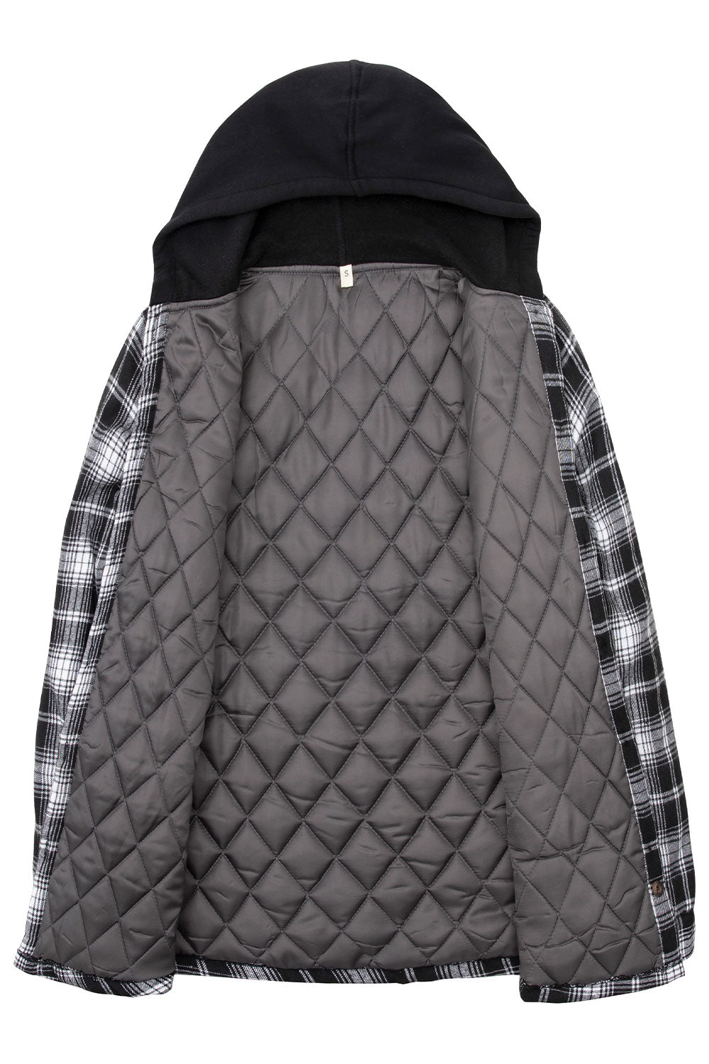 Women's Quilted Lined Plaid Flannel Shirt Hoodie