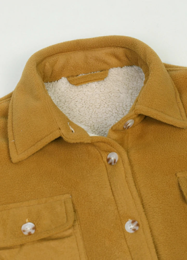 Women's Sherpa Lined Warm Shirt Jacket Button Up Winter Fleece Shirt