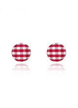 Women's Cute Round Check Stud Earrings