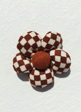 Flower Checkered Plaid Brooch Pin