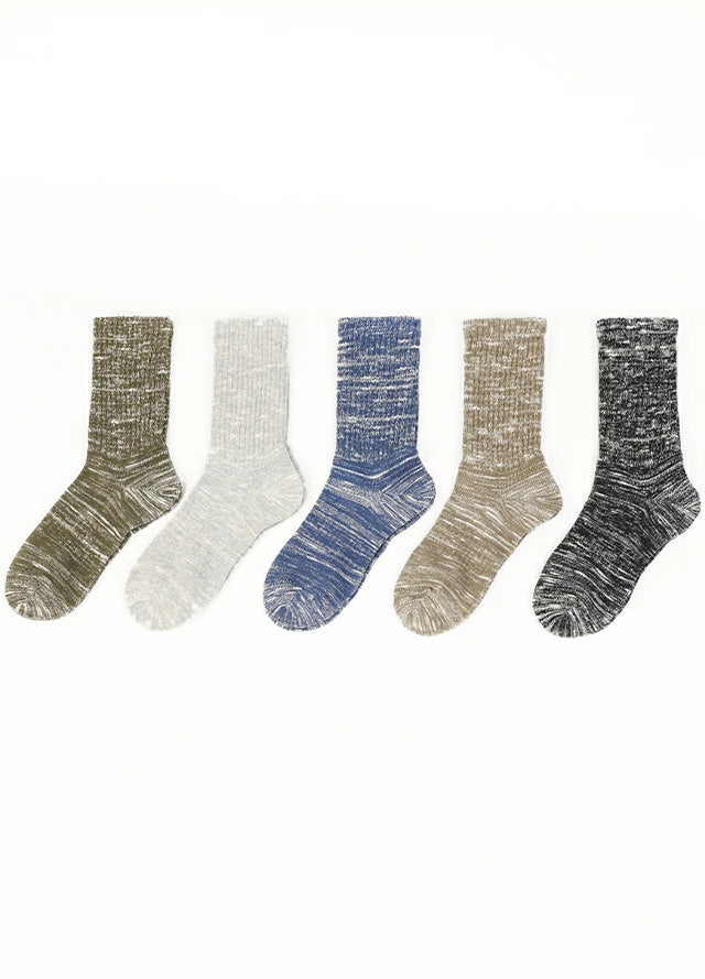 Men's Vintage Slub Cotton Textured Crew Socks