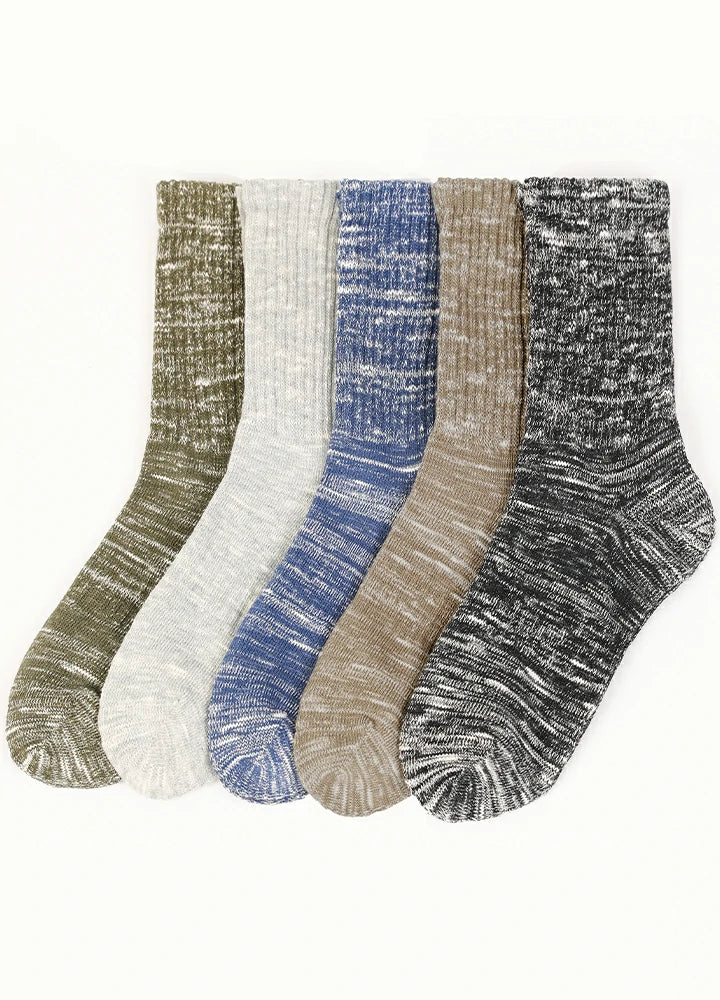 Men's Vintage Slub Cotton Textured Crew Socks