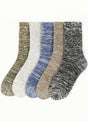 Front view of 5 pair-pack men's vintage slub cotton textured crew socks-XR0021PP-One Size