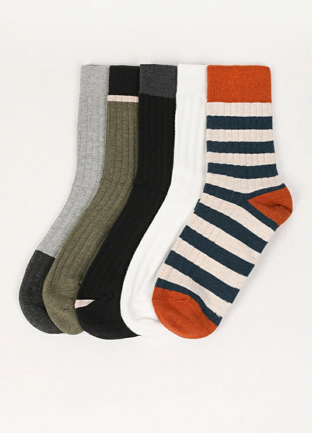 Men's Casual Double-Cylinder Ribbed Crew Socks