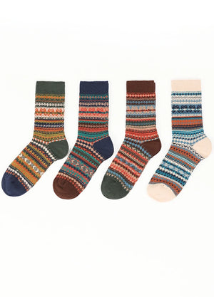 Women's Nordic Fair Isle Double-Knit Crew Socks - Combo Set