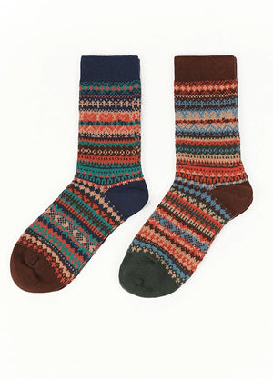Women's Nordic Fair Isle Double-Knit Crew Socks - Combo Set