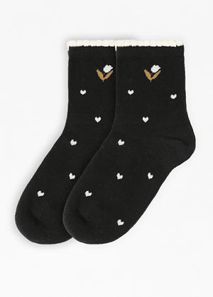 Women's Garden Poetic Embroidery Cotton Socks - Combo Set