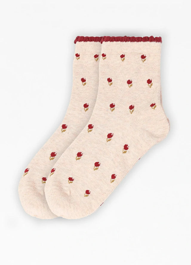 Women's Garden Poetic Embroidery Cotton Socks - Combo Set