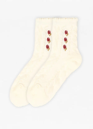 Women's Garden Poetic Embroidery Cotton Socks - Combo Set