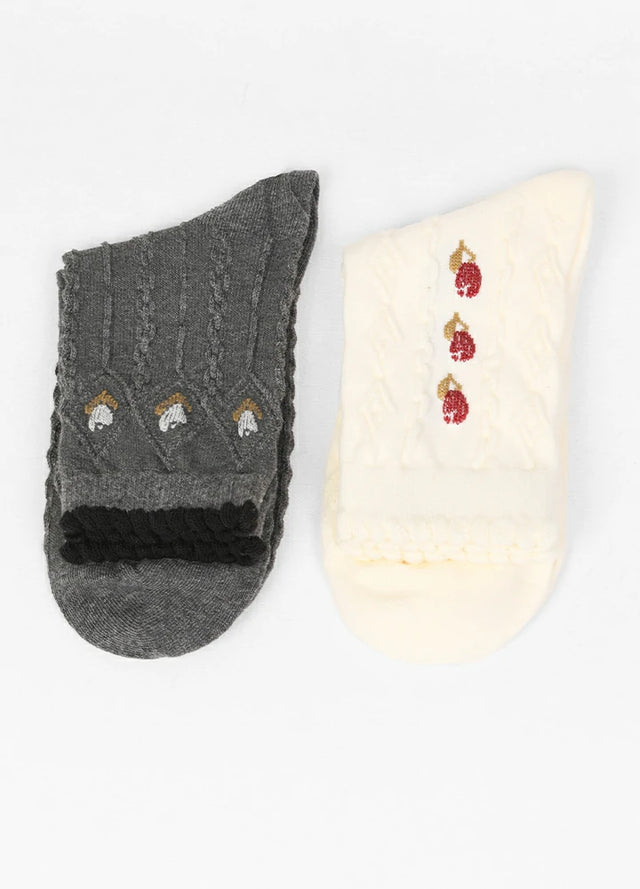 Women's Garden Poetic Embroidery Cotton Socks - Combo Set