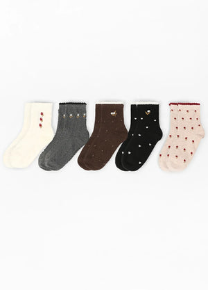 Women's Garden Poetic Embroidery Cotton Socks - Combo Set