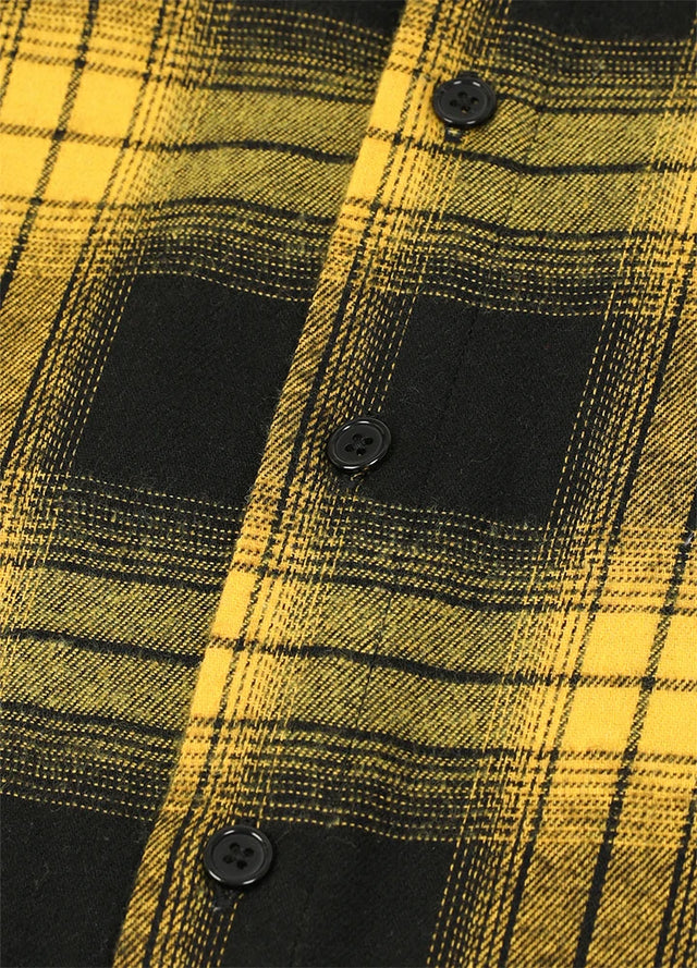Vintage Hooded Plaid Flannel Shirt - Streetwear Short Sleeve Hoodie