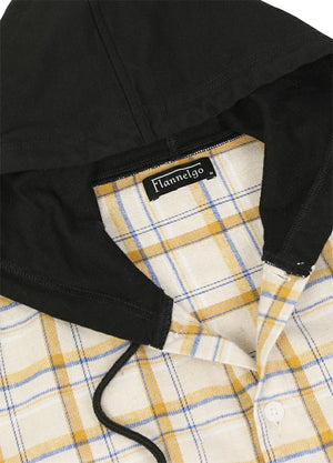 Vintage Hooded Plaid Flannel Shirt - Streetwear Short Sleeve Hoodie