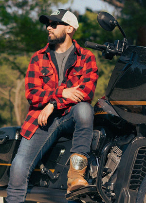 Warme, karierte Hemdjacke mit Sherpa-Futter für Herren (durchgehend mit Sherpa-Futter)