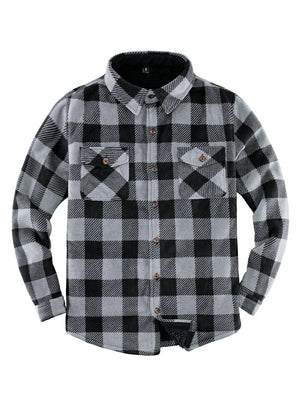 Men's Warm Sherpa Lined Plaid Shirt Jacket (Sherpa Lined Throughout)