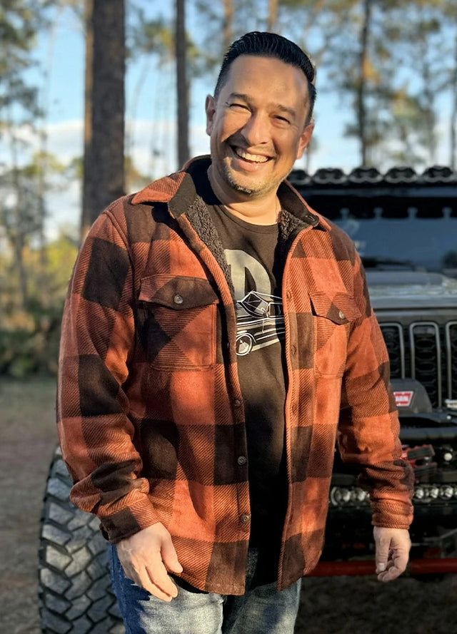 Men's Warm Sherpa Lined Plaid Shirt Jacket (Sherpa Lined Throughout)