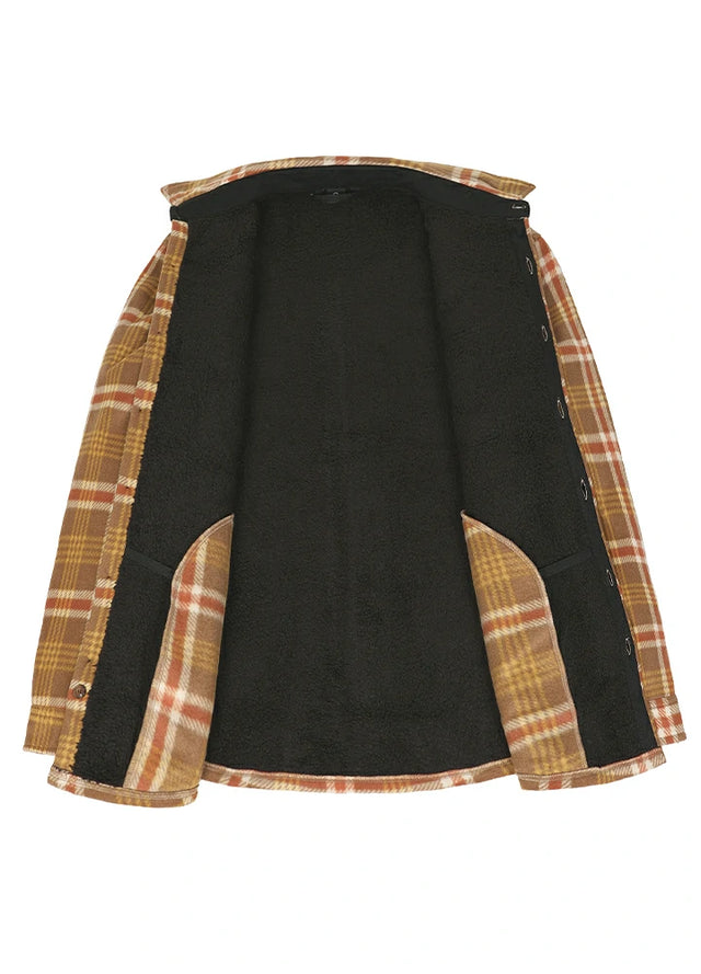 Men's Fleece Lined Plaid Shirt Jacket, Button Down