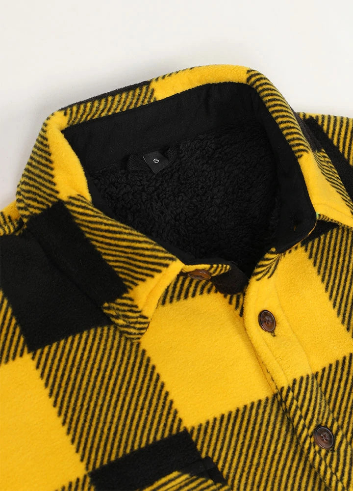 Matching Family Outfits - Men's Yellow Plaid Flannel Jacket, Buffalo Yellow Black / XXL Matching Family Outfits - Men's Yellow Plaid Flannel Jacket, Buffalo Yellow Black / XXL