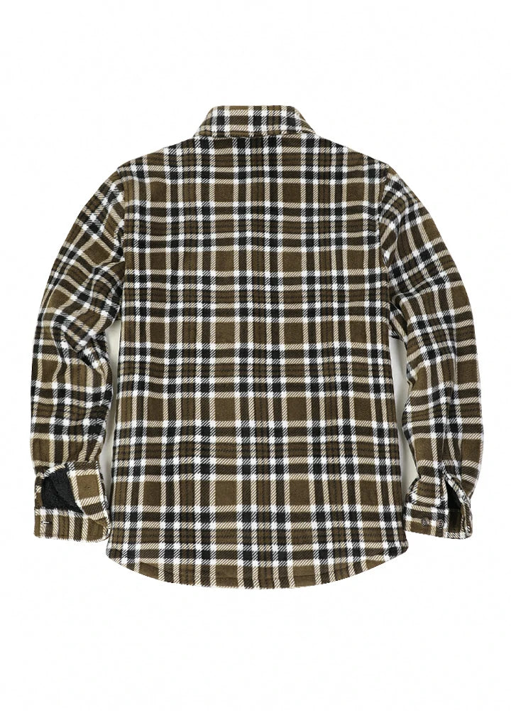 Men's Sherpa Lined Flannel Shirt Jacket – Cotton Plaid, Winter Warm Casual Coat (TACVASEN Style)