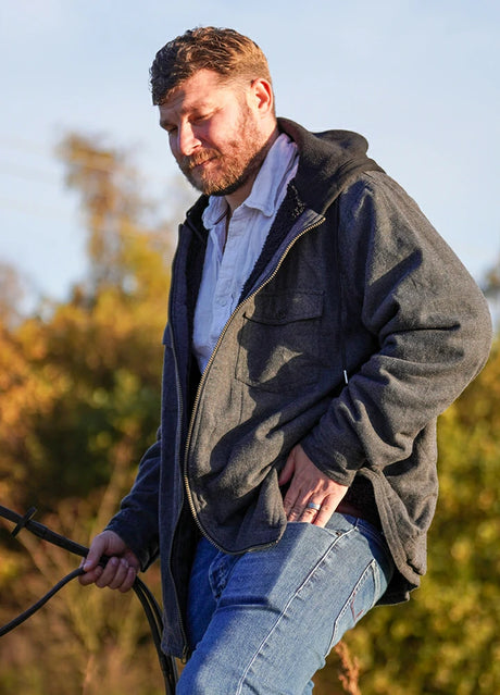 Men's Sherpa Lined Warm Flannel Plaid Hoodie Jacket