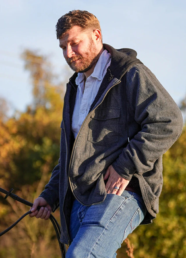 Men's Sherpa Lined Warm Flannel Plaid Hoodie Jacket