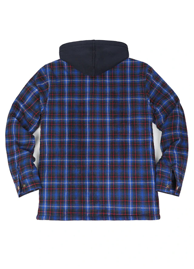 Men's Quilted Lined Brushed Hooded Flannel Shirt Jacket,9.2Oz Fabric