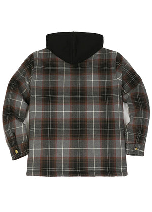 Men's Thicken Plaid Hooded Flannel Shirt Jacket with Quilted Lined