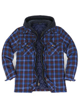 Men's Quilted Lined Brushed Hooded Flannel Shirt Jacket,9.2Oz Fabric