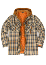 Men's Thicken Plaid Hooded Flannel Jacket with Quilted Lined