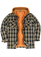 Men's Thicken Plaid Hooded Flannel Jacket with Quilted Lined