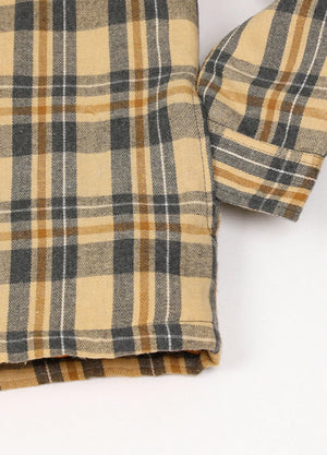 Close-up of the hand pocket of a khaki gray men's stylish quilted lined flannel hooded 