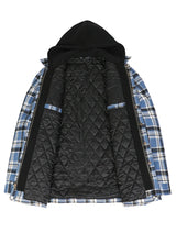 Men's Thicken Plaid Hooded Flannel Jacket with Quilted Lined