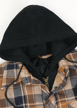 Men's Thicken Plaid Hooded Flannel Jacket with Quilted Lined
