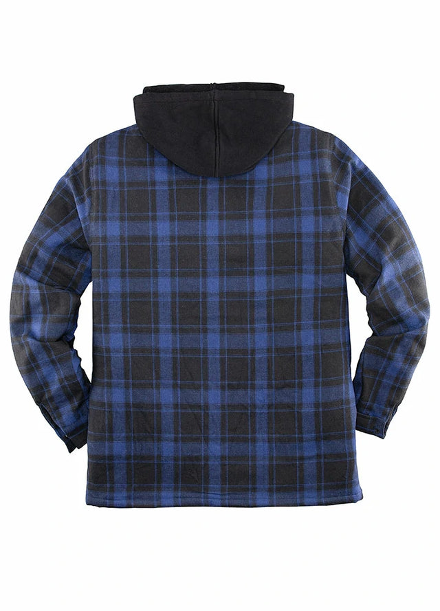 Men's Plaid Hooded Flannel Shirt Jacket,Quilted Lined Men's Plaid Hooded Flannel Shirt Jacket,Quilted Lined
