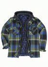 Men's Thicken Plaid Hooded Flannel Shirt Jacket with Quilted Lined