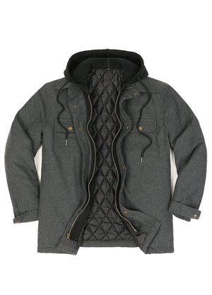 Men's Thicken Plaid Hooded Flannel Shirt Jacket with Quilted Lined