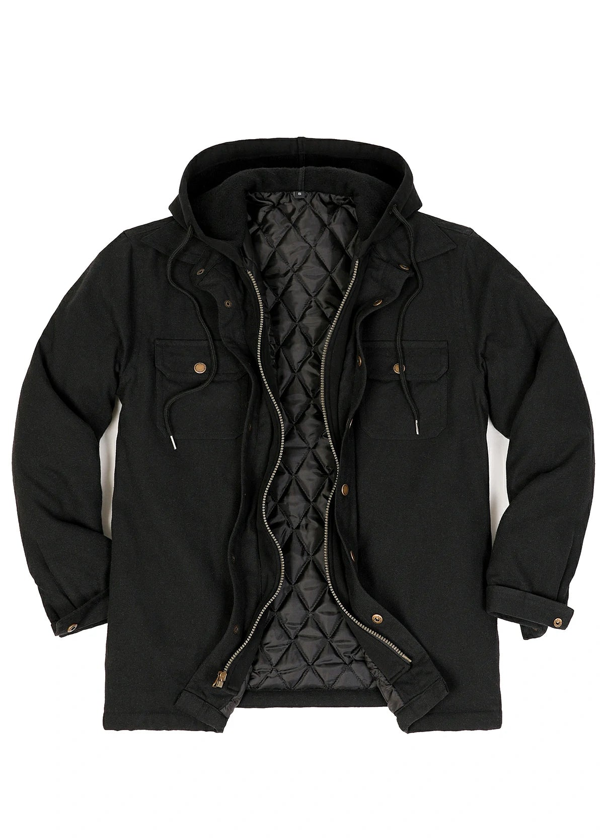 Men's Thicken Plaid Hooded Flannel Shirt Jacket with Quilted Lined