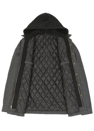 Men's Thicken Plaid Hooded Flannel Shirt Jacket with Quilted Lined