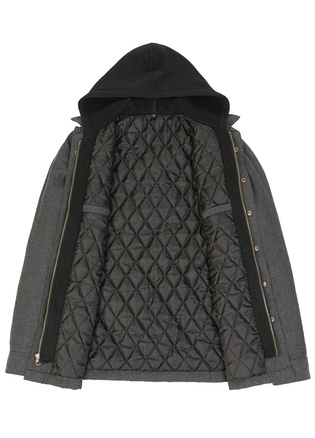 Men's Thicken Plaid Hooded Flannel Shirt Jacket with Quilted Lined