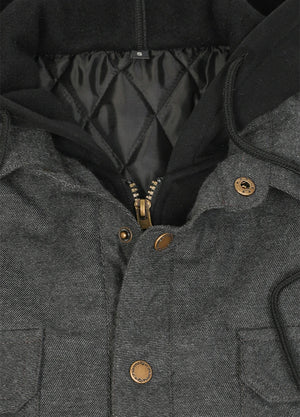 Men's Thicken Plaid Hooded Flannel Shirt Jacket with Quilted Lined
