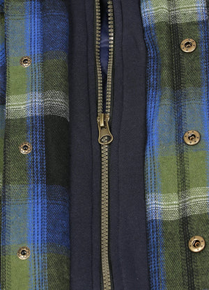 Men's Thicken Plaid Hooded Flannel Shirt Jacket with Quilted Lined